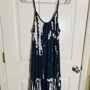 Navy and White Tie-Dye Maxi Dress
